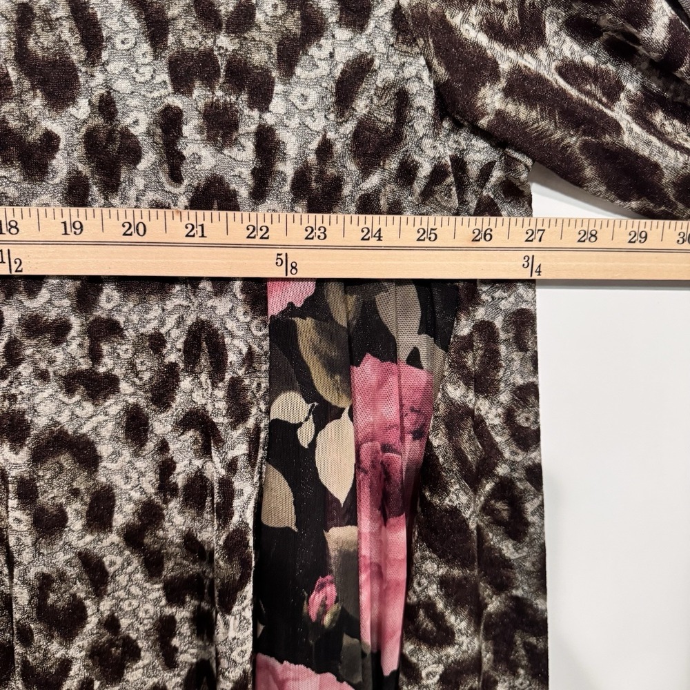 Sadie B's Top Womens Plus 3X Leopard Floral Button Up Tunic Hi Low Sheer - Picture 9 of 11